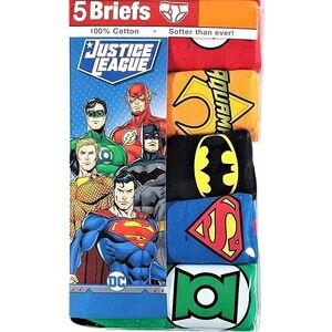 DC Justice League Logos 5 Pack Boys' Briefs Size 6 Batman Superman 100% Cotton‎